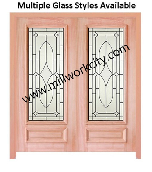 Prestige Entries -3/4 Lite <br>Decorative Triple Glazed Glass<br>1 3/4" x 5'0 W x 6'8 H 67 " Glass <br>Mahogany<br>Factory Pre-Hung with 6 9/16" Jambs