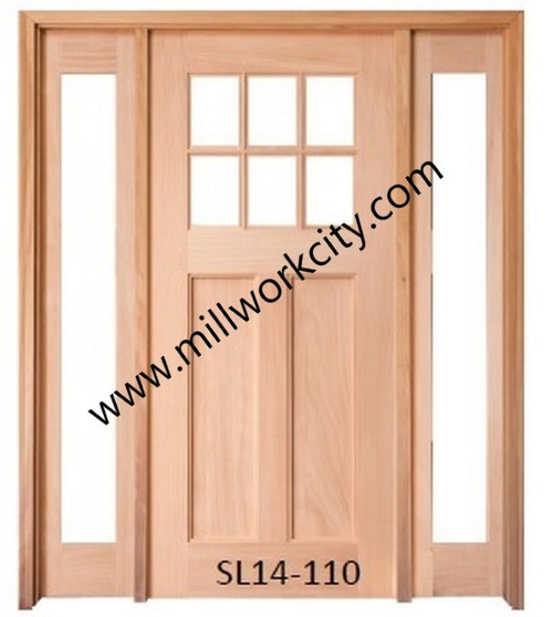 Prestige Entries - Craftsman 6 Lite 2 Panel Double Sidelite Unit<br>Beveled Insulated Glass<br>1 3/4" x 5'4" W x 6'8" H<br>Single/Double Sidelites Mahogany<br>Factory Pre-Hung with 4 9/16" Jambs