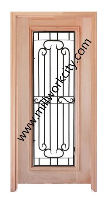Prestige Entries - Full Lite with Grille and Glass 1 Lite 1 Panel Double Square<br>Cotswold Insulated Glass<br>1 3/4" x 6'0" W x 8'0" H<br>Mahogany<br>Factory Pre-Hung with 6 9/16" Jambs