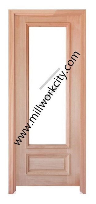Prestige Entries - Full Lite 1 Lite 1 Panel Single Square<br>Clear Insulated Glass<br>1 3/4" x 3'0" W x 8'0" H<br>Mahogany<br>Ready to Assemble with 4 9/16" Jamb Kit