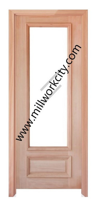 Prestige Entries - Full Lite 1 Lite 1 Panel Single Square<br>Cotswold Insulated Glass<br>1 3/4" x 3'0" W x 8'0" H<br>Mahogany<br>Ready to Assemble with 4 9/16" Jamb Kit