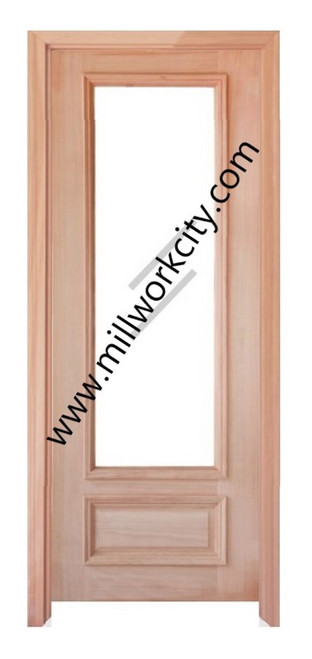 Prestige Entries - Full Lite 1 Lite 1 Panel Double Square<br>Bevel Insulated Glass<br>1 3/4" x 6'0" W x 8'0" H<br>Mahogany<br>Ready to Assemble with 4 9/16" Jamb Kit