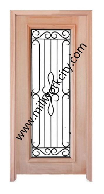 Prestige Entries - Full Lite with Grille and Glass 1 Lite Double Square<br>Clear Insulated Glass<br>1 3/4" x 6'0" W x 6'8" H<br>Mahogany<br>Ready to Assemble with 6 9/16" Jamb Kit