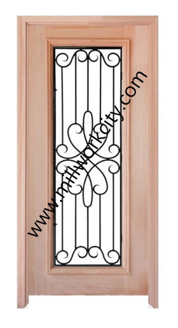 Prestige Entries - Full Lite with Grille and Glass 1 Lite Double Square<br>Reeded Insulated Glass<br>1 3/4" x 6'0" W x 6'8" H<br>Mahogany<br>Ready to Assemble with 6 9/16" Jamb Kit