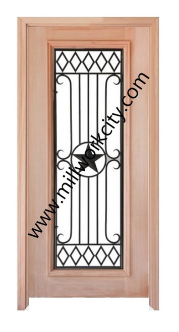 Prestige Entries - Full Lite with Grille and Glass 1 Lite 1 Panel Double Square<br>Clear Insulated Glass<br>1 3/4" x 6'0" W x 8'0" H<br>Mahogany<br>Ready to Assemble with 4 9/16" Jamb Kit