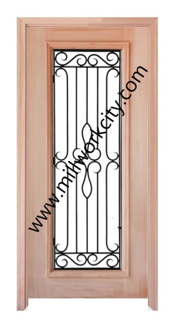 Prestige Entries - Full Lite with Grille and Glass 1 Lite 1 Panel Double Square<br>Clear Insulated Glass<br>1 3/4" x 6'0" W x 8'0" H<br>Mahogany<br>Ready to Assemble with 4 9/16" Jamb Kit