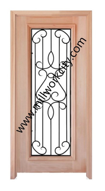 Prestige Entries - Full Lite with Grille and Glass 1 Lite 1 Panel Double Square<br>Clear Insulated Glass<br>1 3/4" x 6'0" W x 8'0" H<br>Mahogany<br>Ready to Assemble with 6 9/16" Jamb Kit