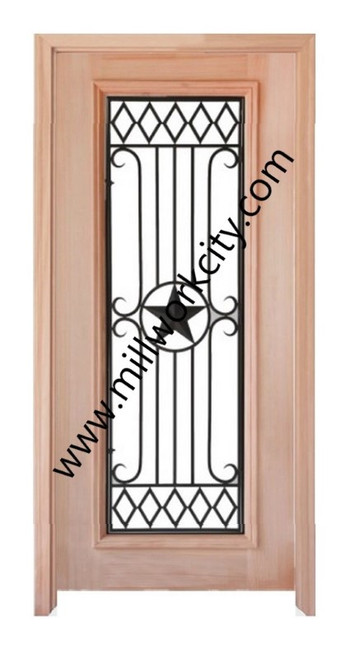 Prestige Entries - Full Lite with Grille and Glass 1 Lite 1 Panel Double Square<br>Cotswold Insulated Glass<br>1 3/4" x 6'0" W x 8'0" H<br>Mahogany<br>Ready to Assemble with 6 9/16" Jamb Kit