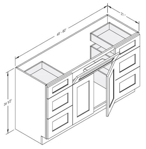 Cab-Tec Shaker Grey Bath Cabinet - SG-VSD4821