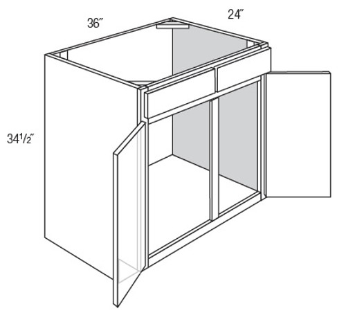 JSI Cabinetry Yarmouth Slab Steel Gray Kitchen Cabinet - SB36-KYS-SG