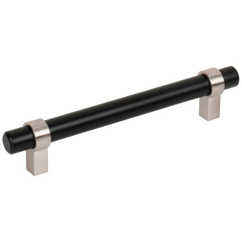 Elements Collection - 128 mm Center-to-Center Matte Black With Satin Nickel Key Grande Cabinet Bar Pull - 5128MBSN