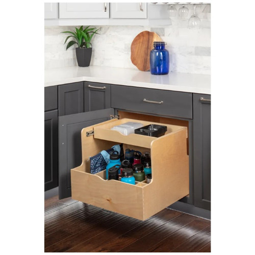 Hardware Resources - 27" Wood Double Drawer Bottle Rollout - ROBTD27-WB