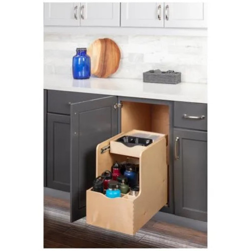Hardware Resources - 15" Wood Double Drawer Bottle Rollout - ROBTD15-WB