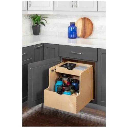 Hardware Resources - 21" Wood Double Drawer Bottle Rollout - ROBTD21-WB