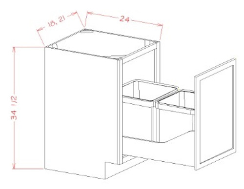 U.S. Cabinet Depot - Shaker Navy - Trash Can Pullout Base Kits - SN-B18FHTCPO