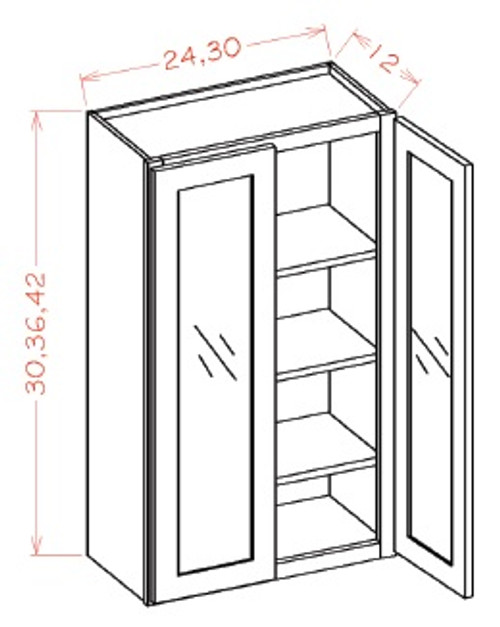 U.S. Cabinet Depot - Shaker Black - Open Frame Wall Cabinets-Double Door - SB-W2430GD