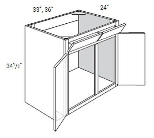 JSI Cabinetry Trenton Slab Augusta Kitchen Cabinet - SB36-2TILT-KTS-XAG