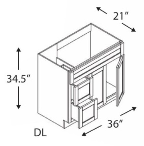 Blue Valley Honey Wheat Shaker Bath Cabinet - HWS-VSD3621DL
