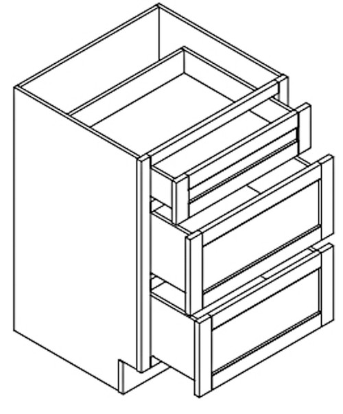 Jarlin Cabinetry - Vanity Base 3-Drawers Cabinet - SVA18D - Weston Shaker