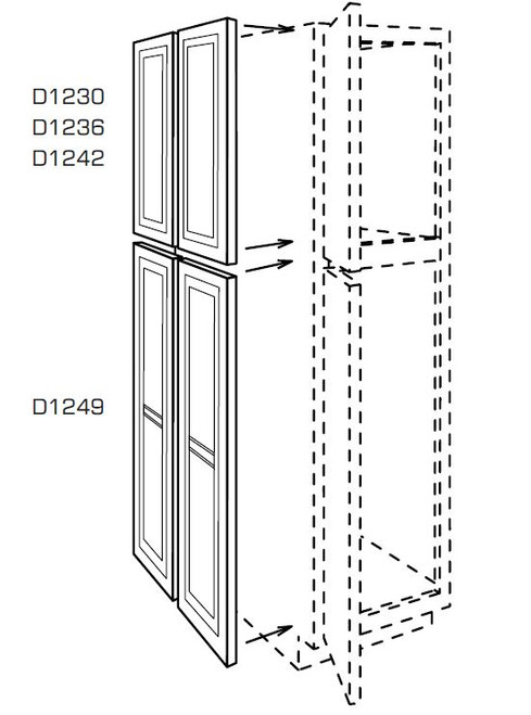 Jarlin Cabinetry - Lower Single Decorative Door for Wide Pantry Panels - D1249 - Weston Shaker