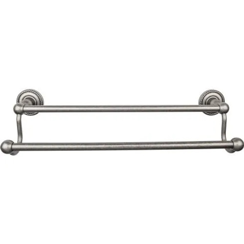 Top Knobs - Edwardian Bath Collection - Edwardian Bath 18" Double Towel Bar Rope Backplate - Antique Pewter - ED7APF