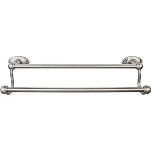 Top Knobs - Edwardian Bath Collection - Edwardian Bath 18" Double Towel Bar Oval Backplate - Brushed Satin Nickel - ED7BSNC