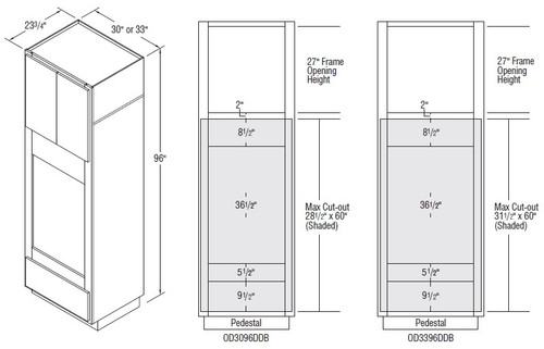 Aristokraft Cabinetry Select Series Benton Birch Paint Microwave/Oven Combination Cabinets with Deep Drawer OD3096DDB