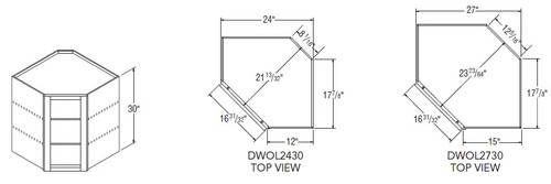 Aristokraft Cabinetry All Plywood Series Dana PureStyle Diagonal Corner Open Wall Cabinet DWOL2730