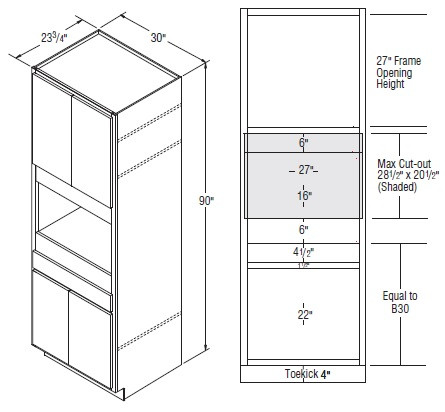 Aristokraft Cabinetry All Plywood Series Dana PureStyle Microwave Tall Cabinet TMW3090B