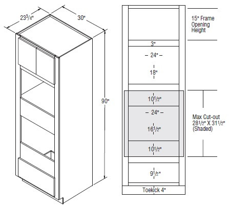 Aristokraft Cabinetry All Plywood Series Dana PureStyle Oven with Microwave Cabinet OMS3090DDB