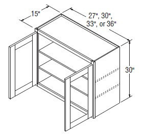 Aristokraft Cabinetry All Plywood Series Dana PureStyle Wall Cabinet with Glass WWG303015B