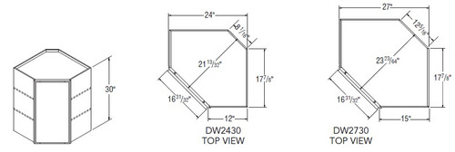 Aristokraft Cabinetry Select Series Dana PureStyle Diagonal Corner Wall Cabinet DW2730L Hinged Left