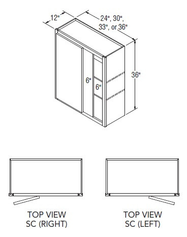 Aristokraft Cabinetry Select Series Dana PureStyle Square Corner Wall Cabinet SC3636R Hinged Right