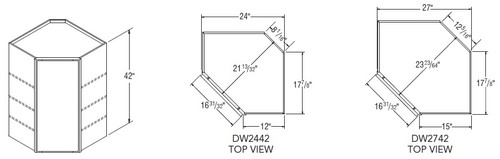 Aristokraft Cabinetry All Plywood Series Dayton Birch Diagonal Corner Wall Cabinet DW2742R Hinged Right