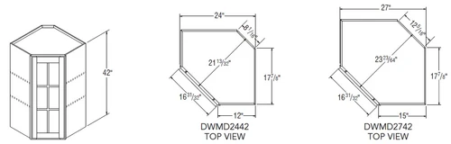 Aristokraft Cabinetry All Plywood Series Dayton Birch Diagonal Corner Wall Cabinet with Mullion Door DWMD2442L Hinged Left