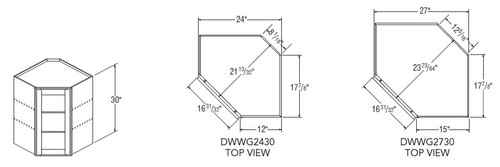 Aristokraft Cabinetry All Plywood Series Dayton Birch Diagonal Corner Wall Cabinet with Glass DWWG2730