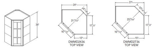 Aristokraft Cabinetry All Plywood Series Decatur Purestyle Diagonal Corner Wall Cabinet with Mullion Door DWMD2436