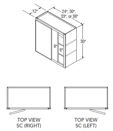 Aristokraft Cabinetry All Plywood Series Dayton Paint Square Corner Wall Cabinet SC3630R Hinged Right