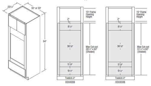 Aristokraft Cabinetry All Plywood Series Durham PureStyle Microwave/Oven Combination Cabinets with Deep Drawer OD30DDB