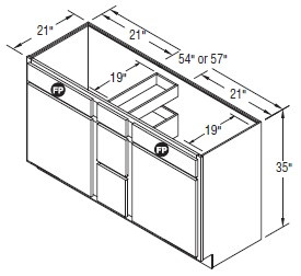 Aristokraft Cabinetry Select Series Elkins PureStyle Vanity Sink Drawer Base VSDB5435-3