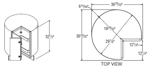 Aristokraft Cabinetry Select Series Elkins PureStyle Universal Design Base Lazy Susan BLS3632.5R Hinged Right