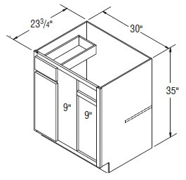 Aristokraft Cabinetry All Plywood Series Elkins PureStyle Square Corner Base Cabinet BC39