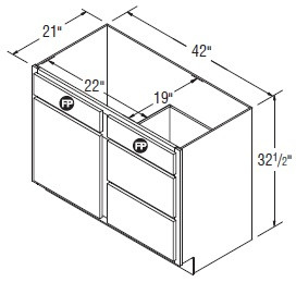 Aristokraft Cabinetry All Plywood Series Elkins PureStyle Vanity Door and Drawer Base VSD4232.5L Hinged Left
