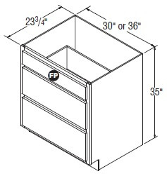 Aristokraft Cabinetry Select Series Gaither Paint 5 Piece Three Drawer Bases with False Panel DBFP30