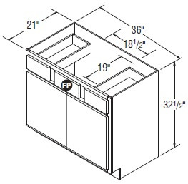 Aristokraft Cabinetry All Plywood Series Gaither Paint 5 Piece Vanity Sink Base VSB3632.5B