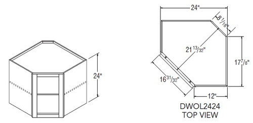 Aristokraft Cabinetry All Plywood Series Gaither Paint 5 Piece Diagonal Corner Open Wall Cabinet DWOL2424