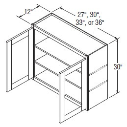 Aristokraft Cabinetry Select Series Gaither Birch 5 Piece Wall Cabinet with Doors Prepped For Glass WPG3330B