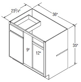 Aristokraft Cabinetry Select Series Gaither Birch 5 Piece Square Corner Base Cabinet BC42