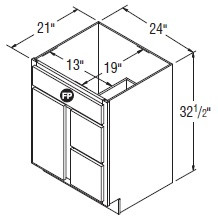 Aristokraft Cabinetry Select Series Gaither Birch 5 Piece Vanity Door and Drawer Base VSD2432.5L Hinged Left