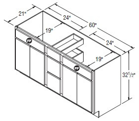Aristokraft Cabinetry Select Series Gaither Birch 5 Piece Vanity Sink Drawer Base VSDB6032.5